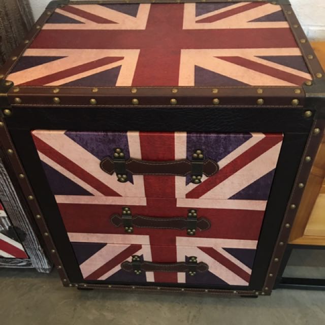 Vintage Union Jack Chest Drawer Furniture Shelves Drawers On