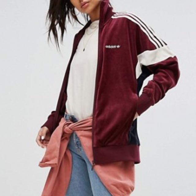 burgundy adidas jacket womens