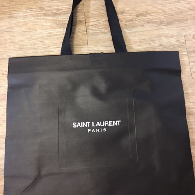 名牌紙袋～YSL～Saint Laurent大紙袋～鍊包紙盒可整個放入的大小～學院包～山形紋