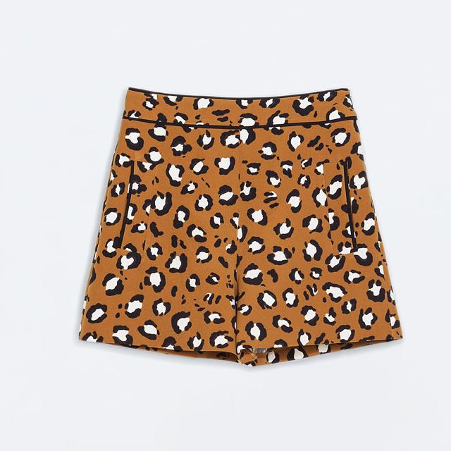 animal print shorts zara