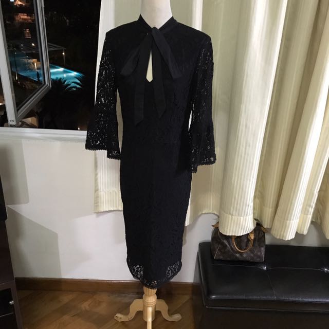marks and spencer black lace dress