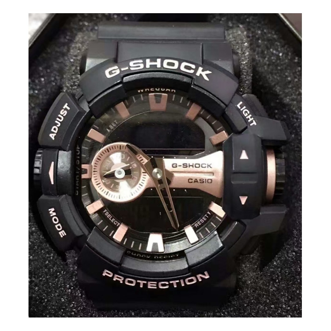 Casio 手錶g Shock Ga 400 黑玫瑰金運動手錶情侶對錶數量限定卡西歐 名牌精品 精品手錶在旋轉拍賣