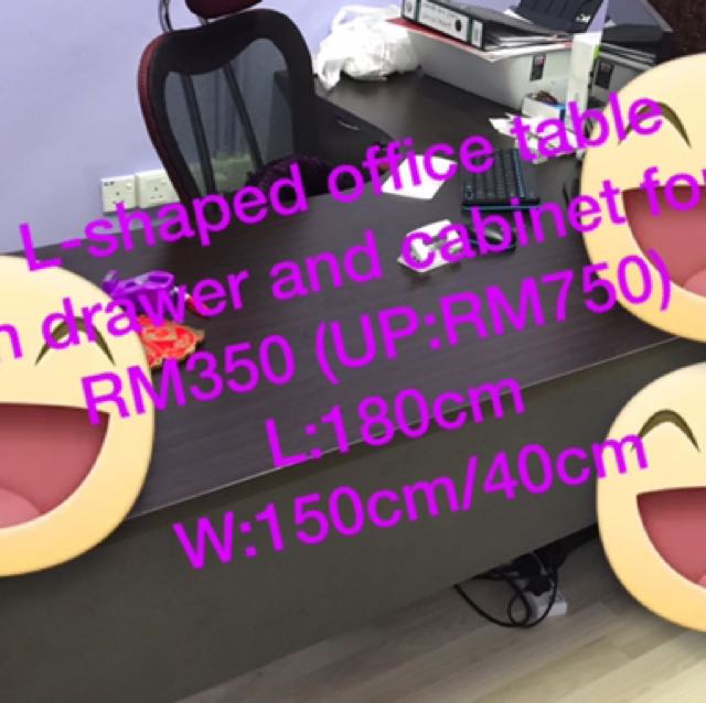 Lshaped Office Table For Sale, Furniture & Home Living, Furniture