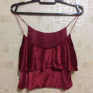 baju tali satu velvet maroon