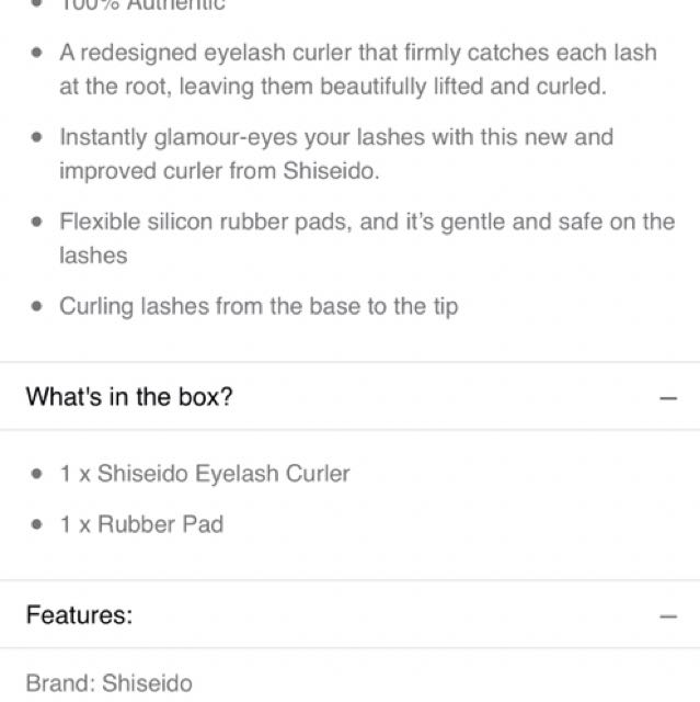 Shiseido Eyelash Curler 213 (Category: Face Care) located in Makati City. Submitted by tuffbrat (Listing ID 117246241, Image 2). Description: srp 1750 in Rustan's.