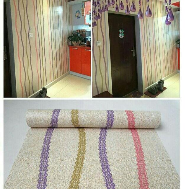 Wallpaper Dinding Motif Salur Elegan Uk 10 Meter Home
