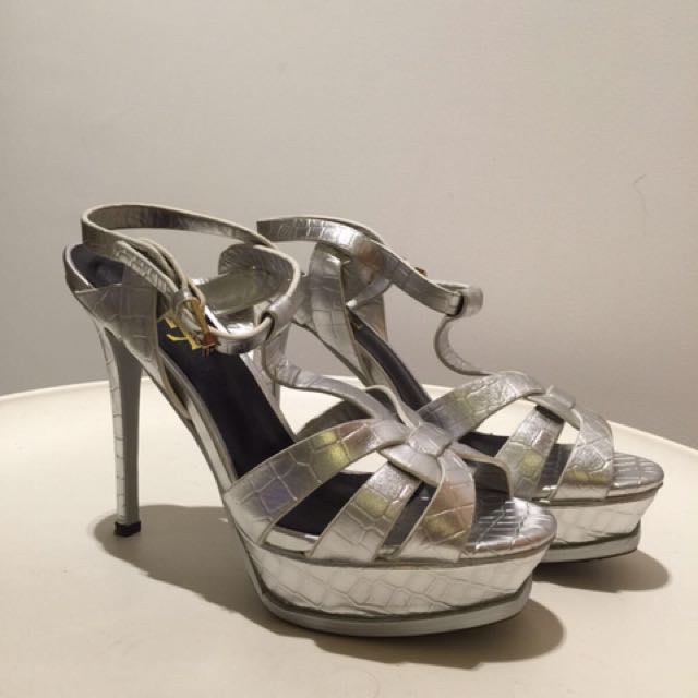 ysl shoes silver