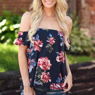 Floral Print Off Shoulder Blouse