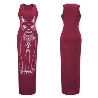 Cat Print Slim Tank Dress