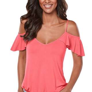 Strappy Off Shoulder Frilly Blouse