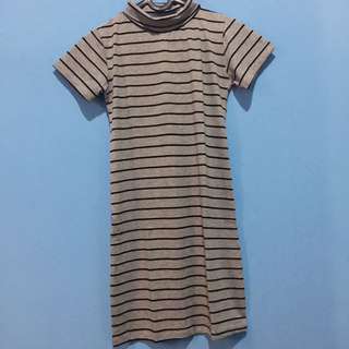 Turtle Neck Strips Dress Shirt