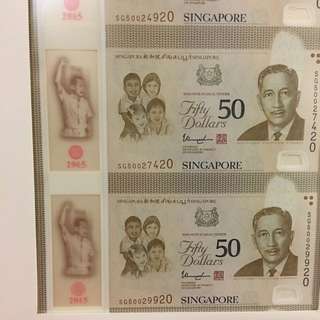 🇸🇬SG50 S2 - $50 Uncut 3-in-1 Commemorative Note