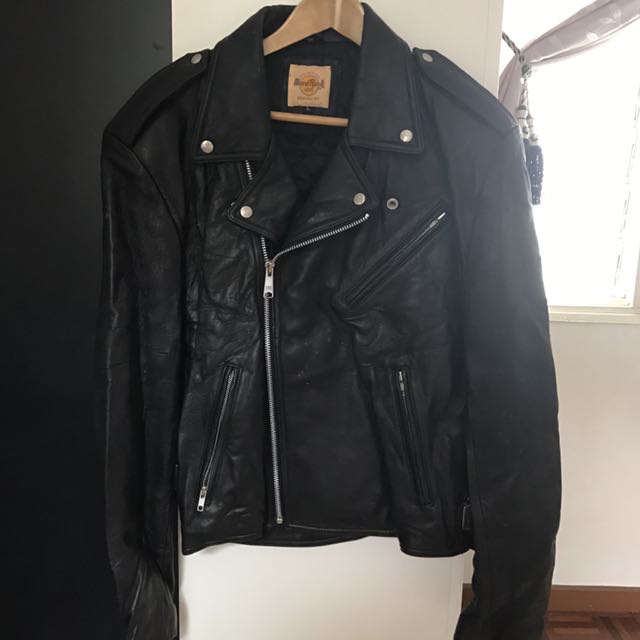 Authentic Hard Rock Cafe Leather Jacket Men s Fashion Tops