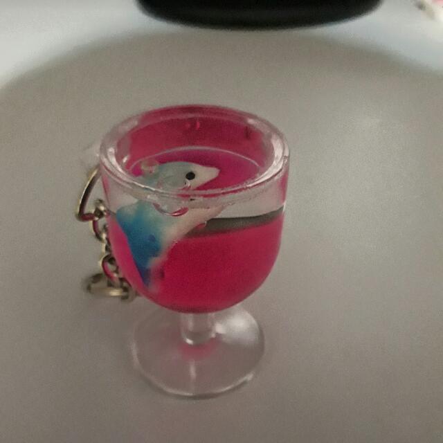 wine glass keychain