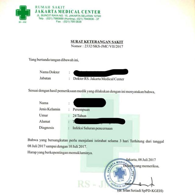 Contoh Surat Dokter Jakarta Selatan Resepmenuhargacom