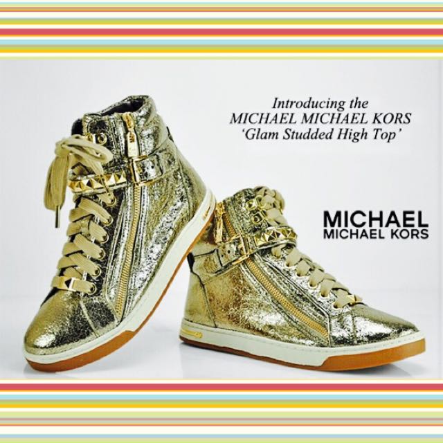 michael kors glam studded high top sneakers