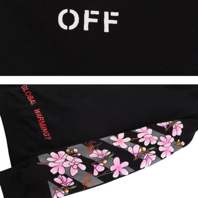 Off-White C O Virgil Abloh FW Cherry Blossom Crop Sweatshirt