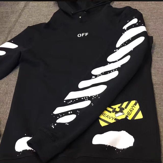 Off White Diagonal Spray Stripes Hoodie 2017 Virgil Abloh Collection 1 1 Highest Quality Guaranteed