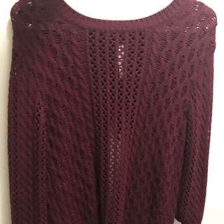 Bethany Mota Maroon Knit Sweater