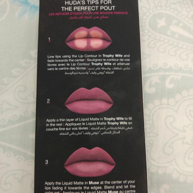 Original Huda Beauty Lip Contour Set Trophy Wife & Muse, Beauty