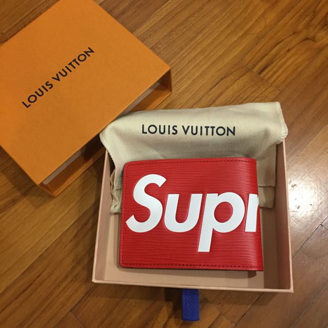 STEAL) Louis Vuitton x Supreme Slender Wallet Red Epi, Men's