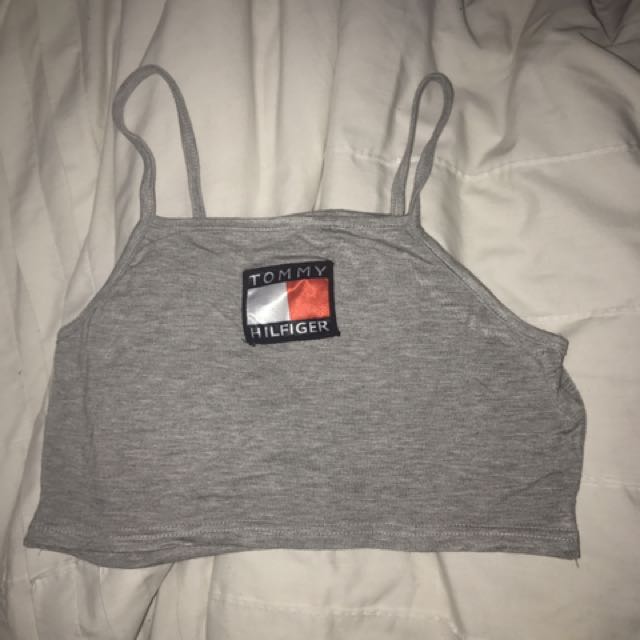 tommy hilfiger grey crop top