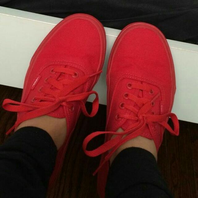 Vans Authentic Red Primary Mono Women s Fashion Footwear Sneakers on Carousell