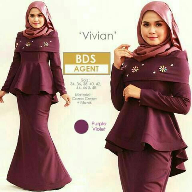 Vivian Kurung Peplum Fishtail Women S Fashion Clothes Dresses On Carousell