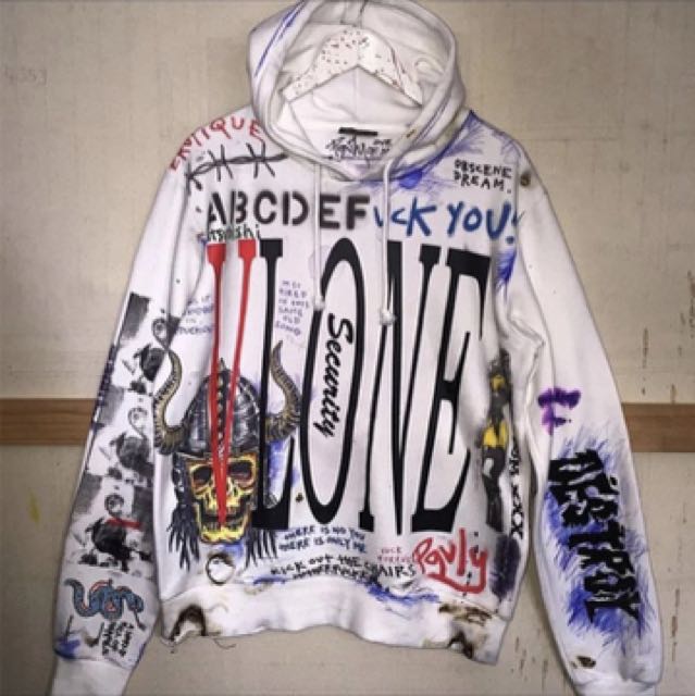 Vlone white hoodie graffiti cheap