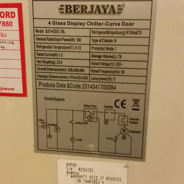 Berjaya Table Top Display Chiller, Furniture & Home Living, Kitchenware