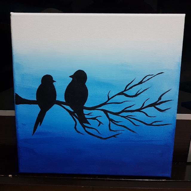 Canvas Painting Lovebirds Design Craft Art Prints On Carousell