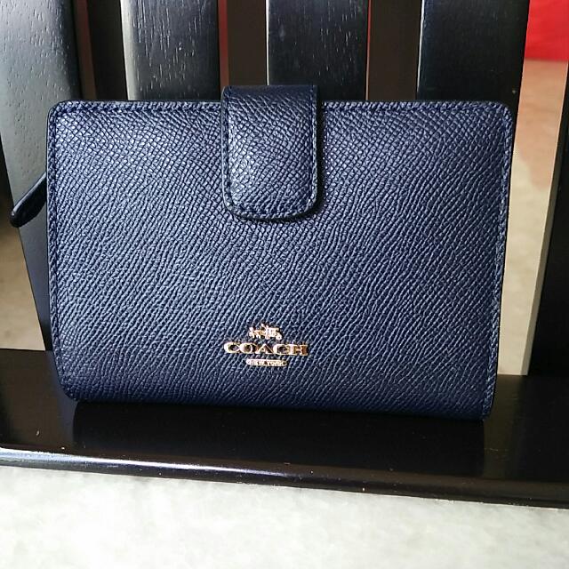 dark blue coach wallet