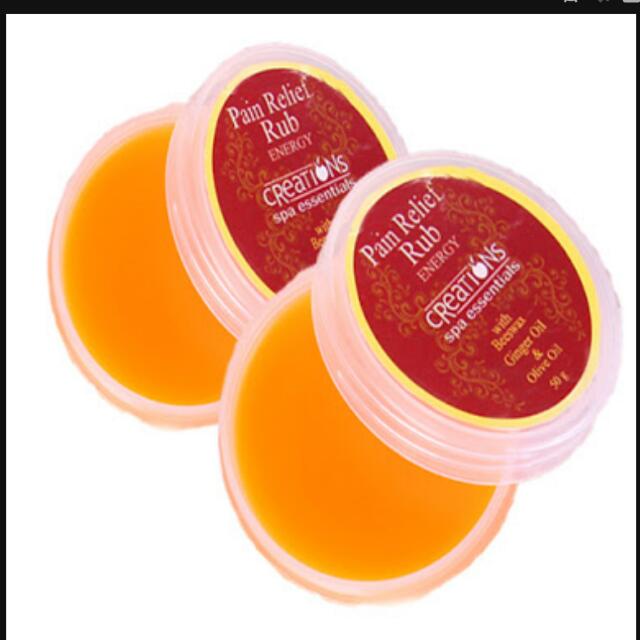 Creations Energy Pain Relief Rub (Category: Body Care) located in Quezon City. Submitted by tinanemis (Listing ID 117724499, Image 1). Description: SPA CREATIONS ENERGY PAIN RELIEF RUB 50grams Relieves nasal congestion, dizziness, headache,itchiness and insect bites. Relieves minor aches and pain For backache and arthritis Softens and relieves tentions Fast acting Muscle and joint pain reliever Available Color: Violet, Orange, Yellow, Green 1pc =