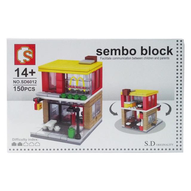 Sembo Block Street mini McDonald's shop Model Nano building city toy child 150PC 