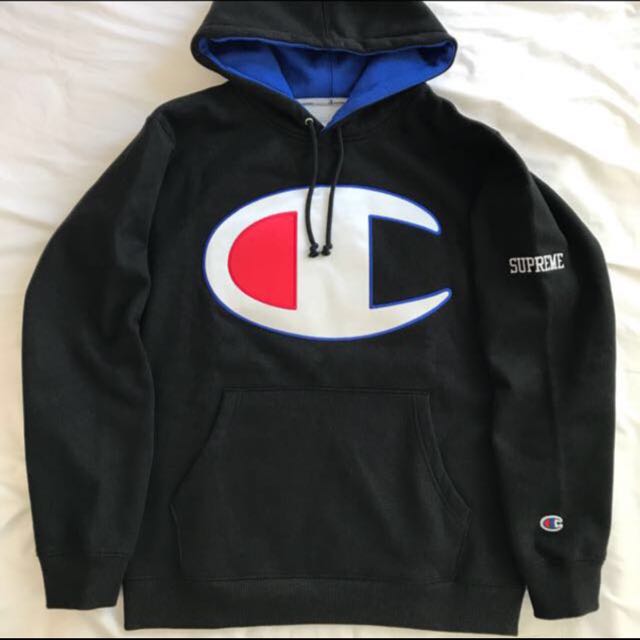 champion hoodie black and blue