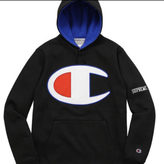 supreme champion hoodie black