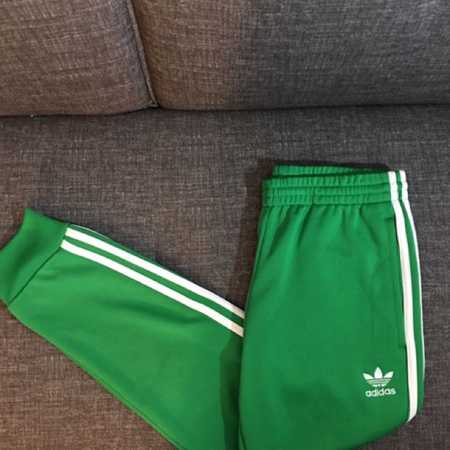 adidas track pants green stripes