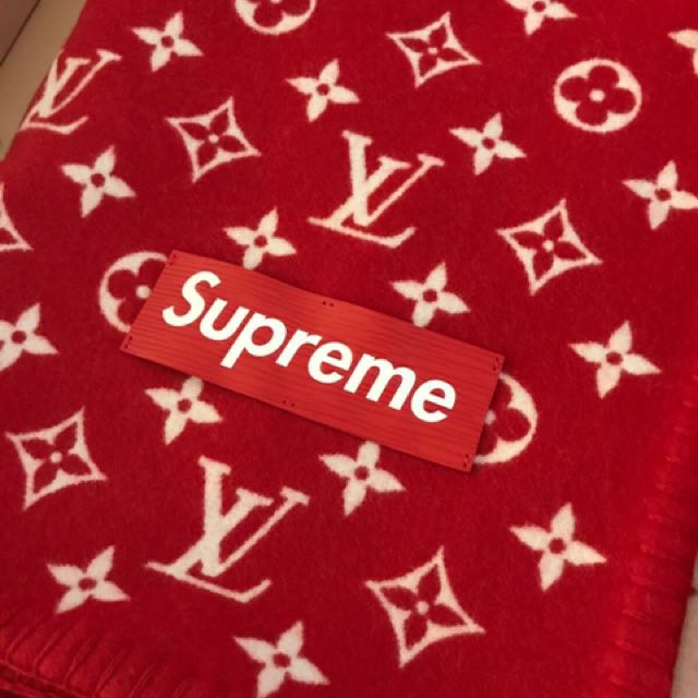 Louis Vuitton LV x Supreme Wool blanket, Luxury, Accessories on Carousell