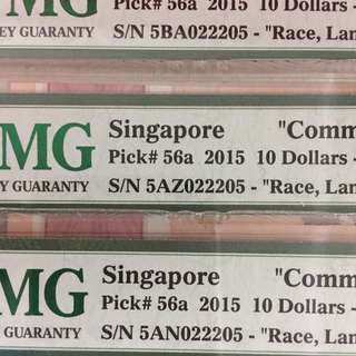 📣SRSN Identical no's 🇸🇬SG50 Notes of $10 Currency