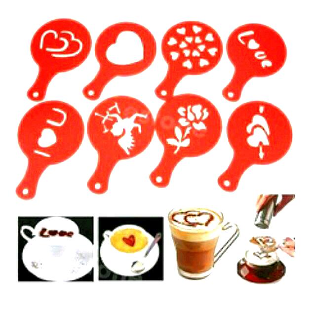 8 Pieces / Set Coffee Stencil, Coffee Barista Stencils, DIY Cappuccino