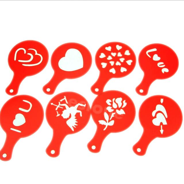 8 Pieces / Set Coffee Stencil, Coffee Barista Stencils, DIY Cappuccino