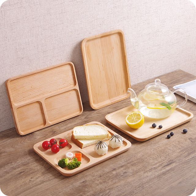Muji Style Wooden Serving Compartment Trays, Home Appliances on Carousell