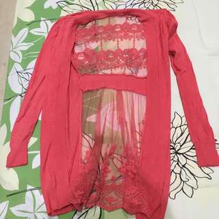 PINK FLOWER LACE CARDIGAN
