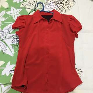 RED T-SHIRT WITH BLACK FURING