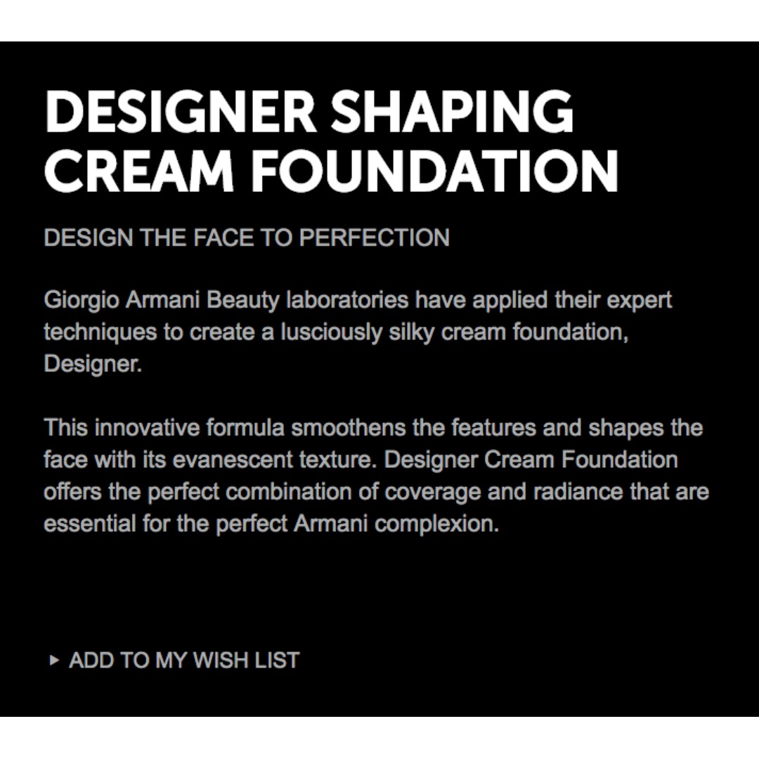 armani designer cream