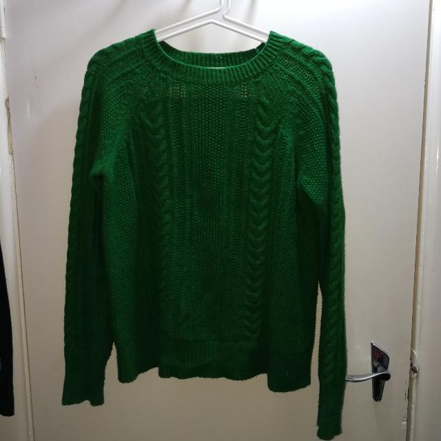 zara green knit sweater