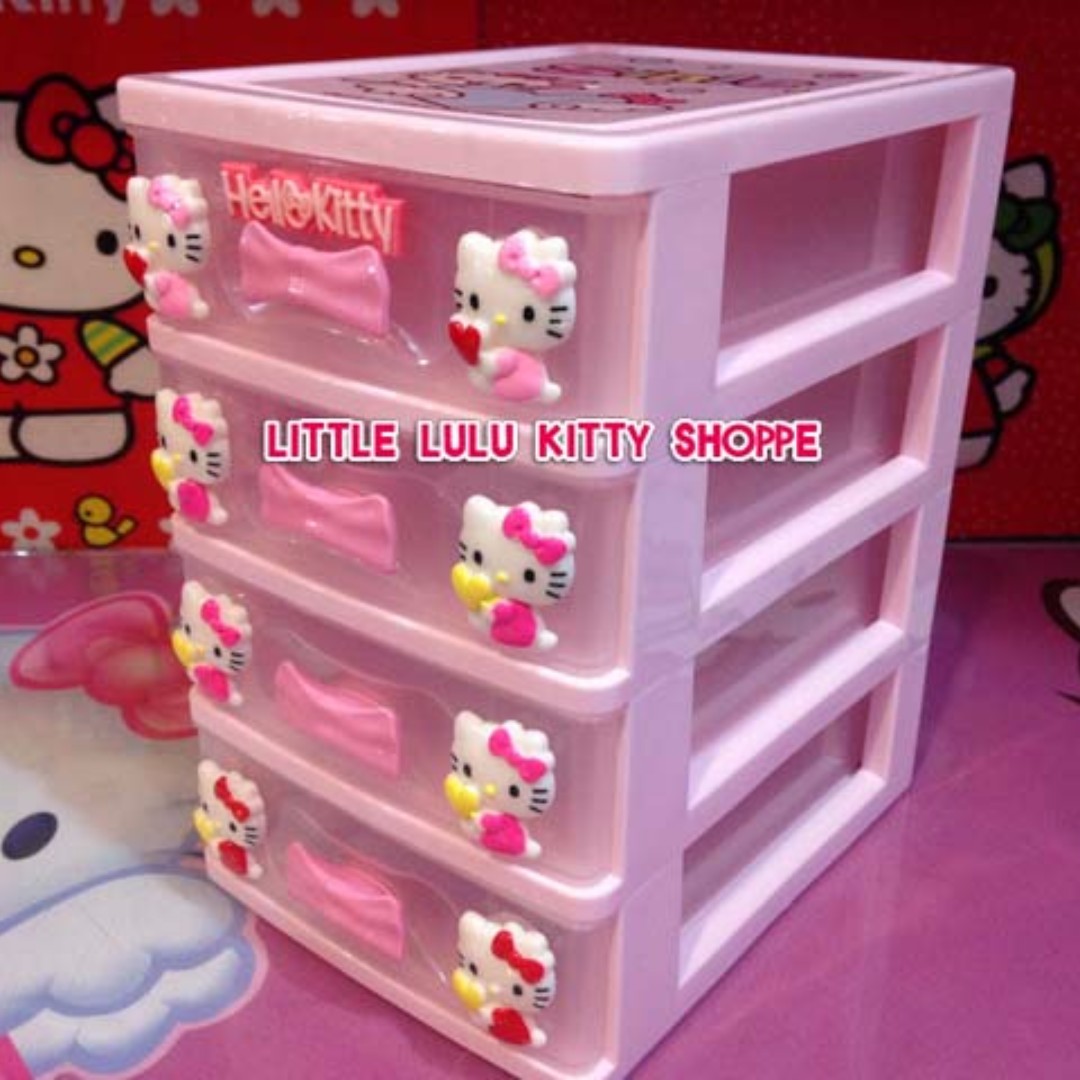 Hello Kitty Storage Jewelry Box 4 Drawer Clear Pink On Carousell