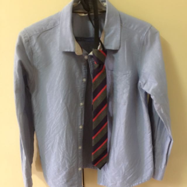 long sleeve polo with necktie