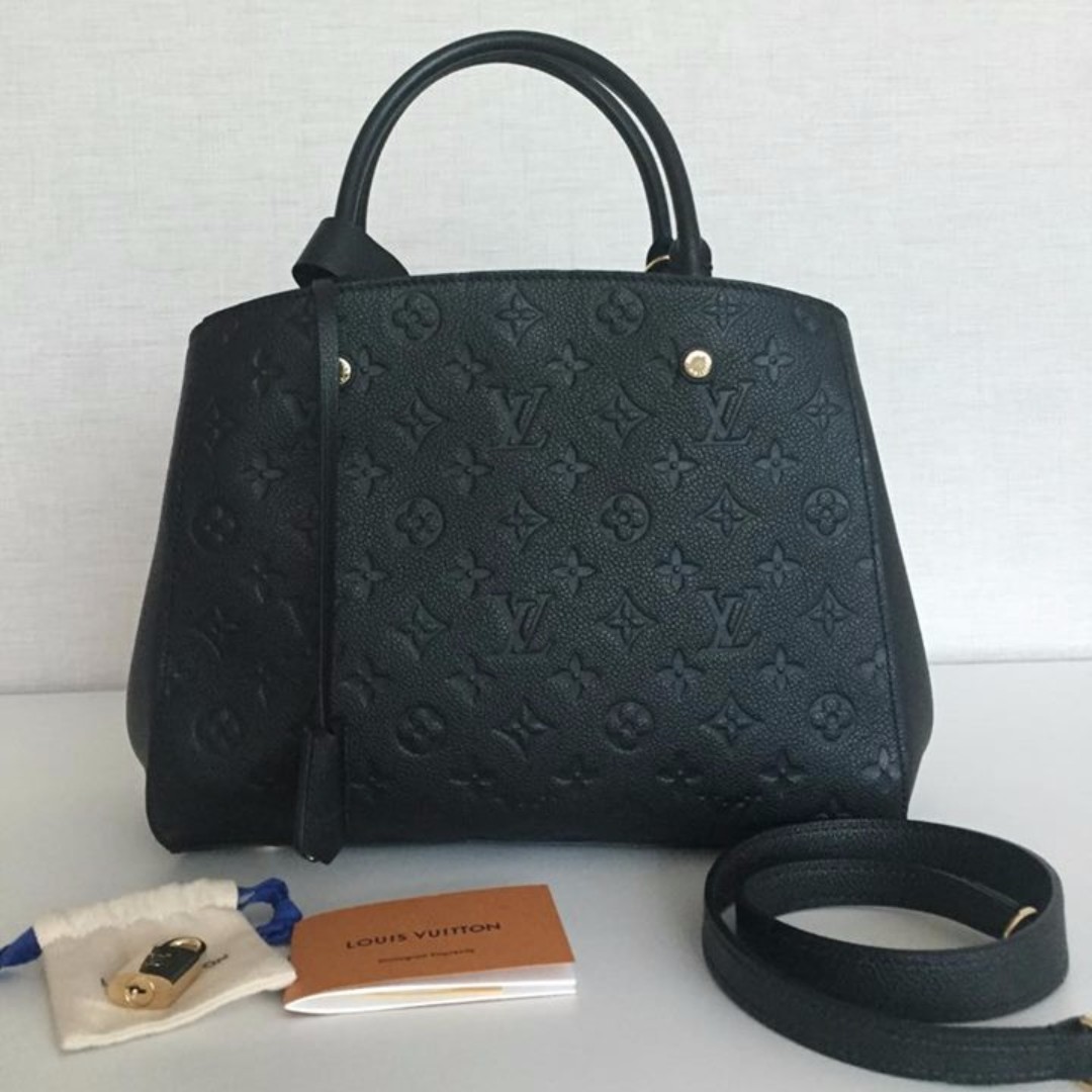 Louis Vuitton Empreinte Leather Montaigne MM in Black Satchel Bag M41048