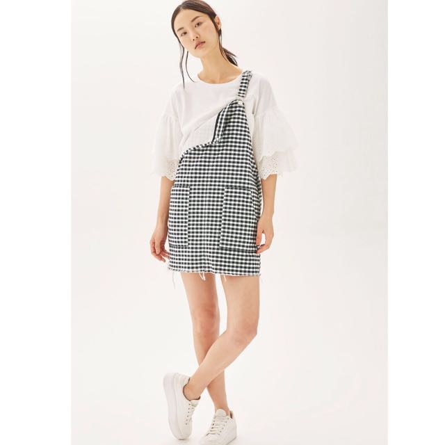 Topshop gingham discount pinafore dress